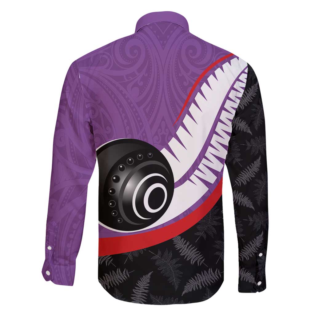 Personalised Aotearoa Lawn Bowls Family Matching Short Sleeve Bodycon Dress and Hawaiian Shirt Maori and Silver Fern Sporty Style Purple Color LT03 - Polynesian Pride
