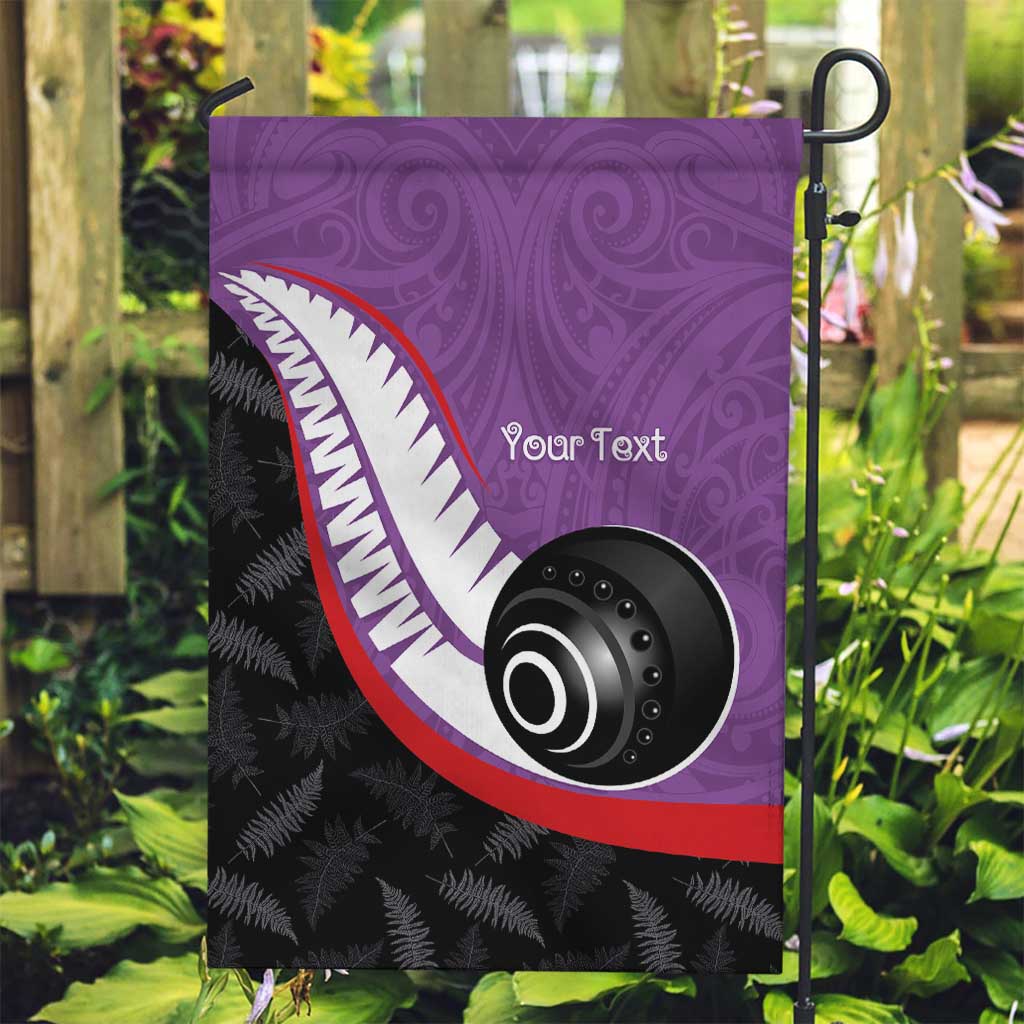 Personalised Aotearoa Lawn Bowls Garden Flag Maori and Silver Fern Sporty Style Purple Color LT03 Garden Flag Purple - Polynesian Pride