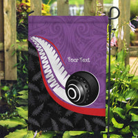 Personalised Aotearoa Lawn Bowls Garden Flag Maori and Silver Fern Sporty Style Purple Color LT03 Garden Flag Purple - Polynesian Pride