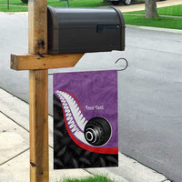Personalised Aotearoa Lawn Bowls Garden Flag Maori and Silver Fern Sporty Style Purple Color LT03 - Polynesian Pride