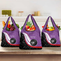 Personalised Aotearoa Lawn Bowls Grocery Bag Maori and Silver Fern Sporty Style Purple Color LT03 3-pack One Size Purple - Polynesian Pride