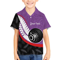 Personalised Aotearoa Lawn Bowls Hawaiian Shirt Maori and Silver Fern Sporty Style Purple Color LT03 - Polynesian Pride