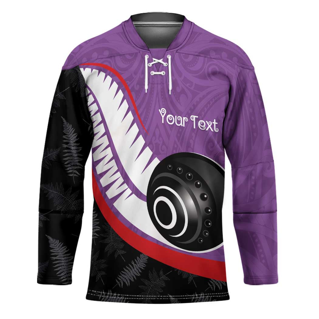 Personalised Aotearoa Lawn Bowls Hockey Jersey Maori and Silver Fern Sporty Style Purple Color LT03 Unisex Purple - Polynesian Pride