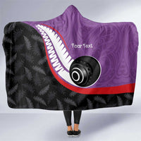 Personalised Aotearoa Lawn Bowls Hooded Blanket Maori and Silver Fern Sporty Style Purple Color LT03 One Size Purple - Polynesian Pride