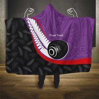 Personalised Aotearoa Lawn Bowls Hooded Blanket Maori and Silver Fern Sporty Style Purple Color LT03 - Polynesian Pride