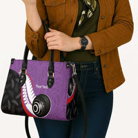 Personalised Aotearoa Lawn Bowls Leather Bag Maori and Silver Fern Sporty Style Purple Color - Polynesian Pride
