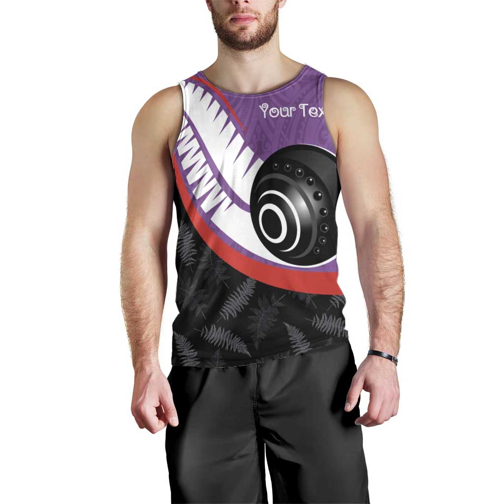 Personalised Aotearoa Lawn Bowls Men Tank Top Maori and Silver Fern Sporty Style Purple Color LT03 - Polynesian Pride