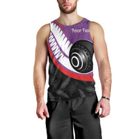 Personalised Aotearoa Lawn Bowls Men Tank Top Maori and Silver Fern Sporty Style Purple Color LT03 - Polynesian Pride