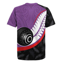 Personalised Aotearoa Lawn Bowls Rugby Jersey Maori and Silver Fern Sporty Style Purple Color LT03 - Polynesian Pride