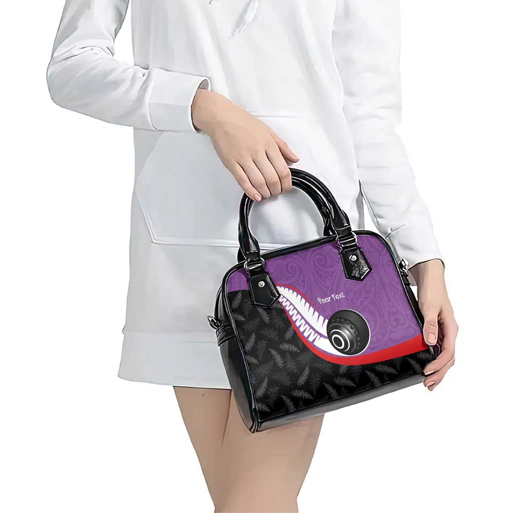 Personalised Aotearoa Lawn Bowls Shoulder Handbag Maori and Silver Fern Sporty Style Purple Color - Polynesian Pride