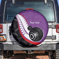 Personalised Aotearoa Lawn Bowls Spare Tire Cover Maori and Silver Fern Sporty Style Purple Color LT03 Purple - Polynesian Pride