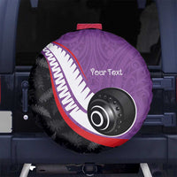 Personalised Aotearoa Lawn Bowls Spare Tire Cover Maori and Silver Fern Sporty Style Purple Color LT03 No hole Purple - Polynesian Pride