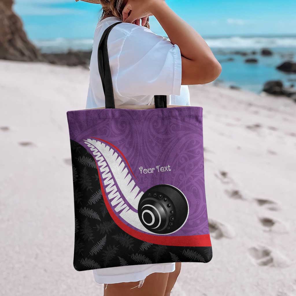 Personalised Aotearoa Lawn Bowls Tote Bag Maori and Silver Fern Sporty Style Purple Color LT03 - Polynesian Pride