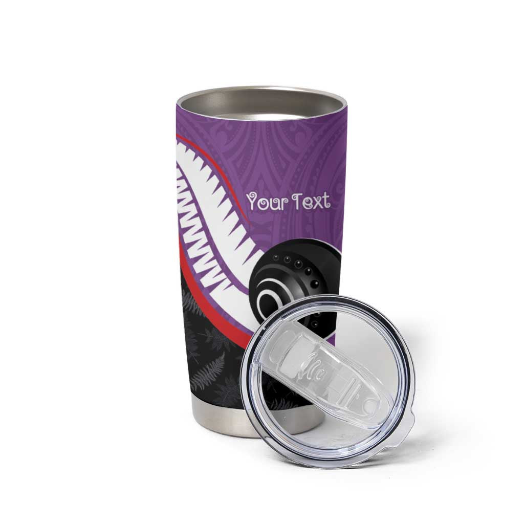 Personalised Aotearoa Lawn Bowls Tumbler Cup Maori and Silver Fern Sporty Style Purple Color LT03 - Polynesian Pride