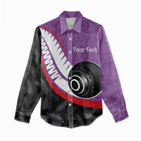 Personalised Aotearoa Lawn Bowls Women Casual Shirt Maori and Silver Fern Sporty Style Purple Color LT03 - Polynesian Pride