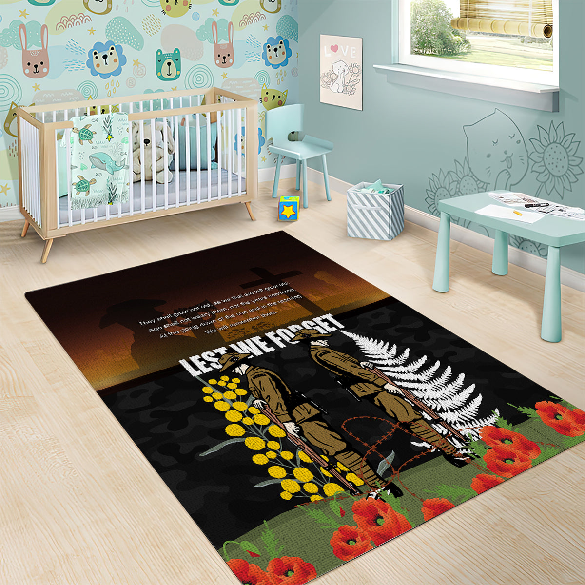 New Zealand and Australia ANZAC Day Area Rug Soldier and Last Post Camouflage Pattern LT03 - Polynesian Pride