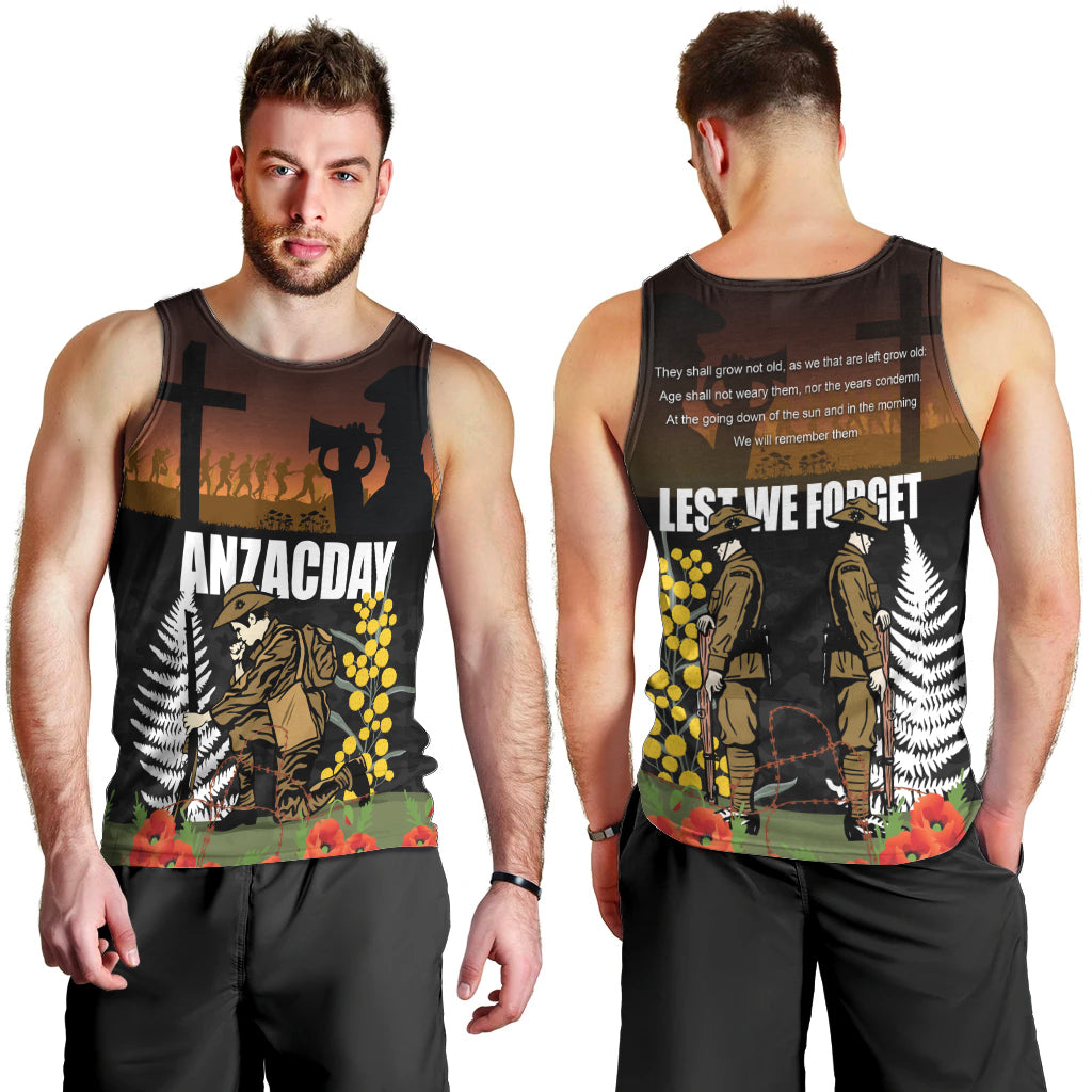 New Zealand and Australia ANZAC Day Men Tank Top Soldier and Last Post Camouflage Pattern LT03 - Polynesian Pride