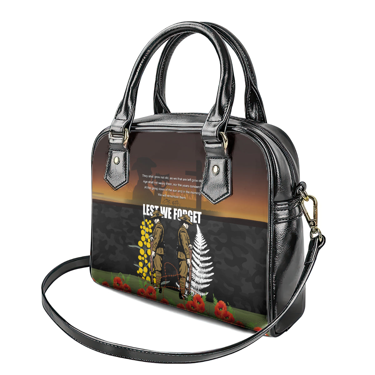 New Zealand and Australia ANZAC Day Shoulder Handbag Soldier and Last Post Camouflage Pattern LT03 - Polynesian Pride