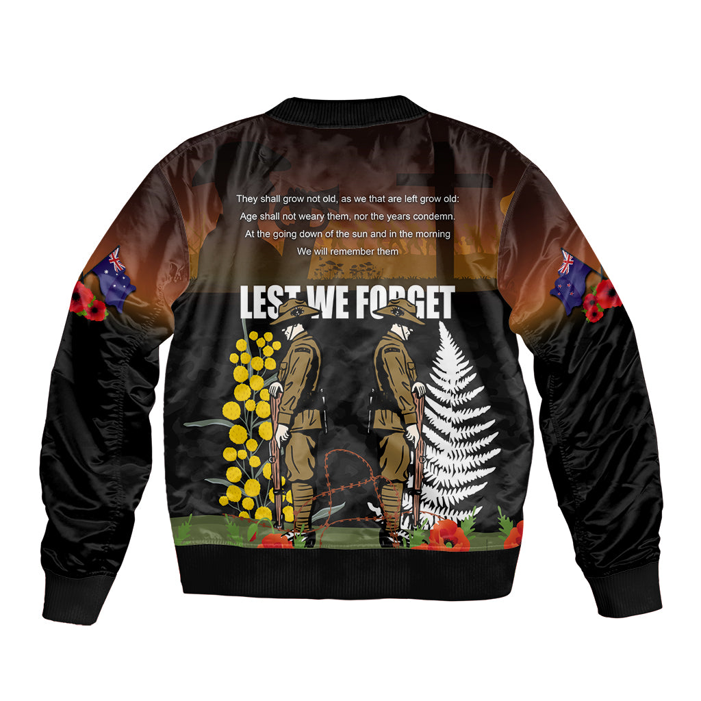 New Zealand and Australia ANZAC Day Sleeve Zip Bomber Jacket Soldier and Last Post Camouflage Pattern LT03 - Polynesian Pride