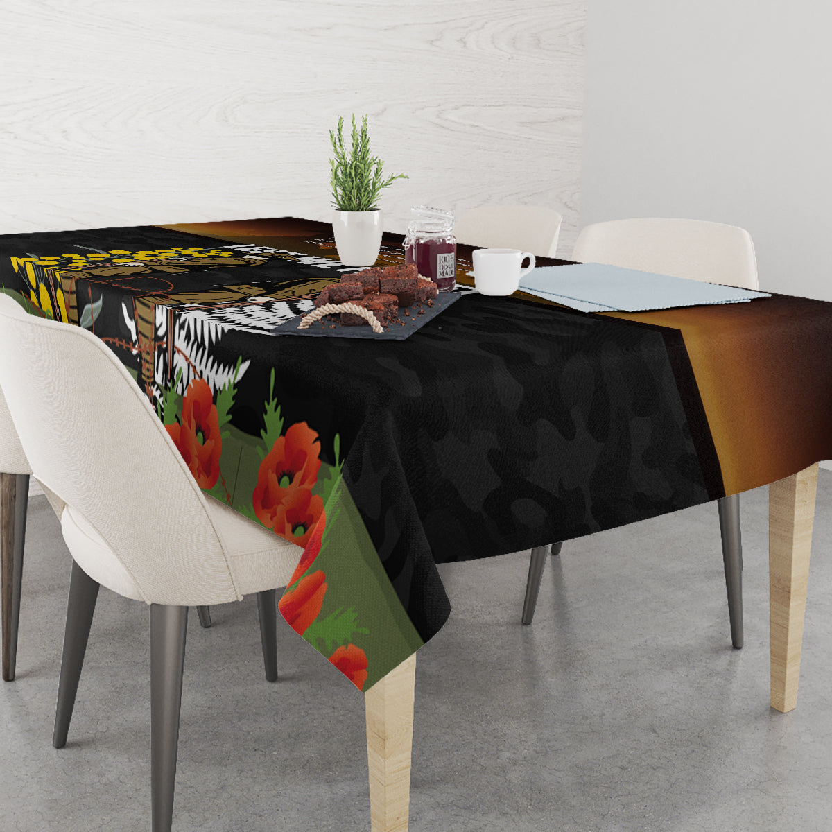 New Zealand and Australia ANZAC Day Tablecloth Soldier and Last Post Camouflage Pattern LT03 - Polynesian Pride