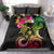 Hawaii Turtle Day Bedding Set Polynesian Tattoo and Hibiscus Flowers