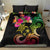 Hawaii Turtle Day Bedding Set Polynesian Tattoo and Hibiscus Flowers