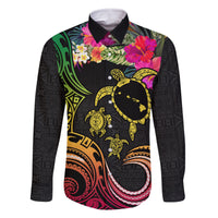 Hawaii Turtle Day Family Matching Tank Maxi Dress and Hawaiian Shirt Polynesian Tattoo and Hibiscus Flowers