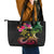 Hawaii Turtle Day Leather Tote Bag Polynesian Tattoo and Hibiscus Flowers