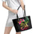 Hawaii Turtle Day Leather Tote Bag Polynesian Tattoo and Hibiscus Flowers