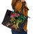 Hawaii Turtle Day Leather Tote Bag Polynesian Tattoo and Hibiscus Flowers