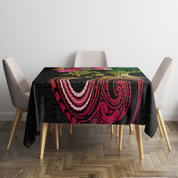 Hawaii Turtle Day Tablecloth Polynesian Tattoo and Hibiscus Flowers