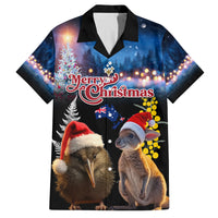 New Zealand and Australia Merry Christmas Family Matching Puletasi and Hawaiian Shirt Kiwi Bird and Kangaroo Xmas Vibe LT03 Dad's Shirt - Short Sleeve Black - Polynesian Pride