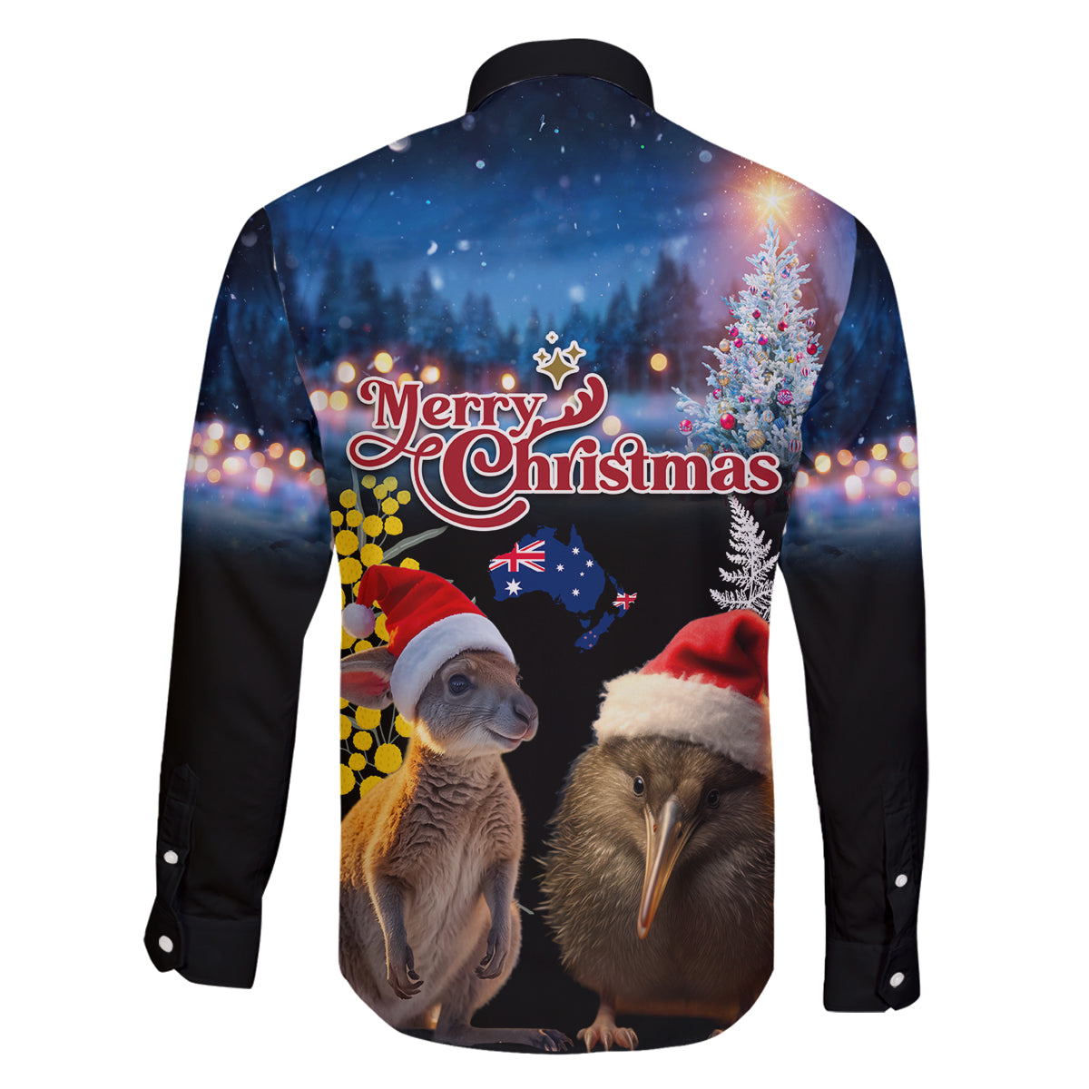 New Zealand and Australia Merry Christmas Family Matching Puletasi and Hawaiian Shirt Kiwi Bird and Kangaroo Xmas Vibe LT03 - Polynesian Pride