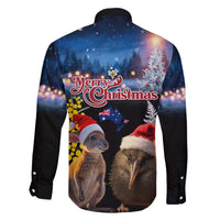 New Zealand and Australia Merry Christmas Family Matching Puletasi and Hawaiian Shirt Kiwi Bird and Kangaroo Xmas Vibe LT03 - Polynesian Pride