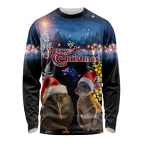 New Zealand and Australia Merry Christmas Long Sleeve Shirt Kiwi Bird and Kangaroo Xmas Vibe