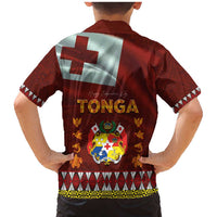 Tonga Independence Day Family Matching Mermaid Dress and Hawaiian Shirt National Flag and Emblem with Ngatu Art Pattern LT03 - Polynesian Pride
