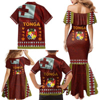 Tonga Independence Day Family Matching Mermaid Dress and Hawaiian Shirt National Flag and Emblem with Ngatu Art Pattern LT03 - Polynesian Pride