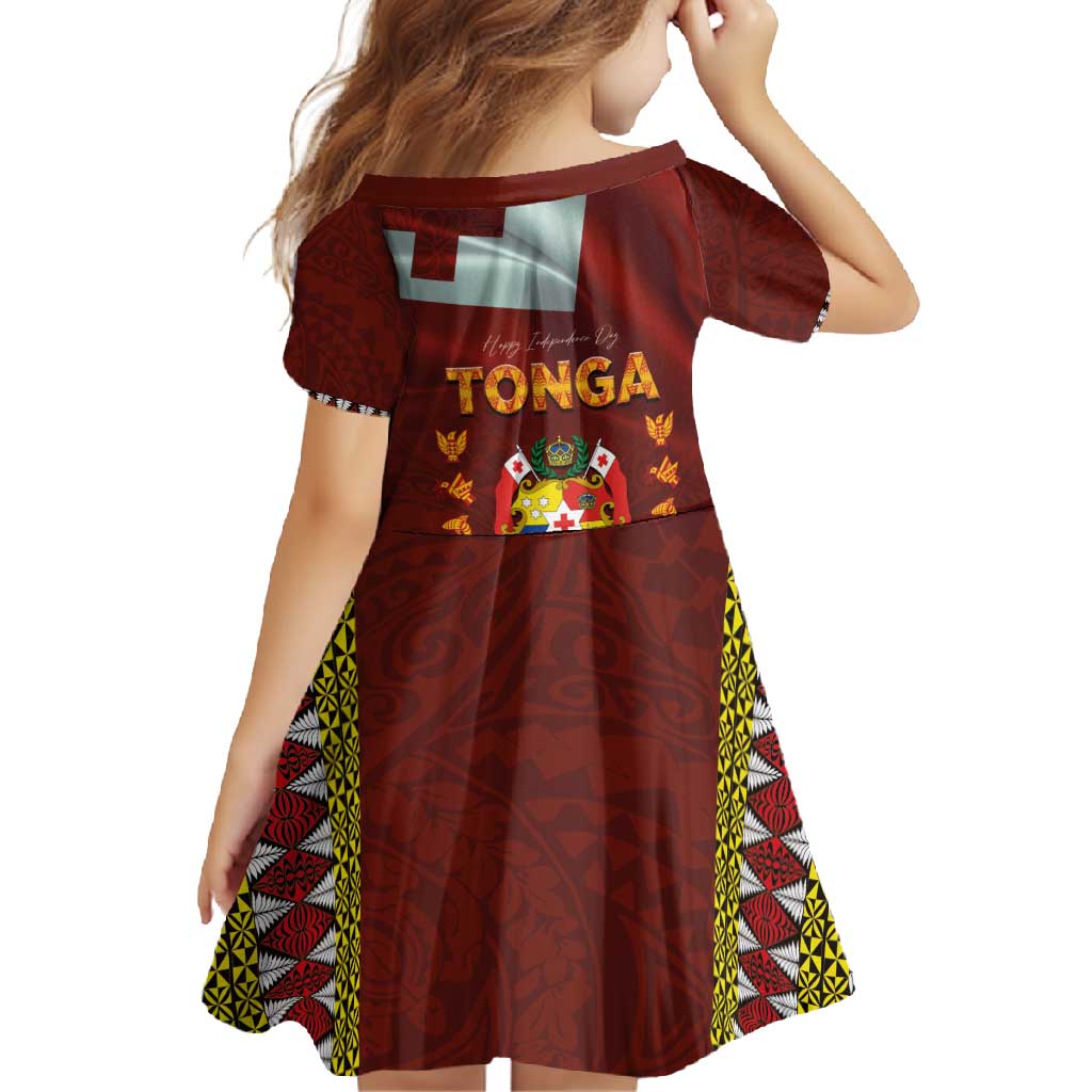 Tonga Independence Day Family Matching Tank Maxi Dress and Hawaiian Shirt National Flag and Emblem with Ngatu Art Pattern
