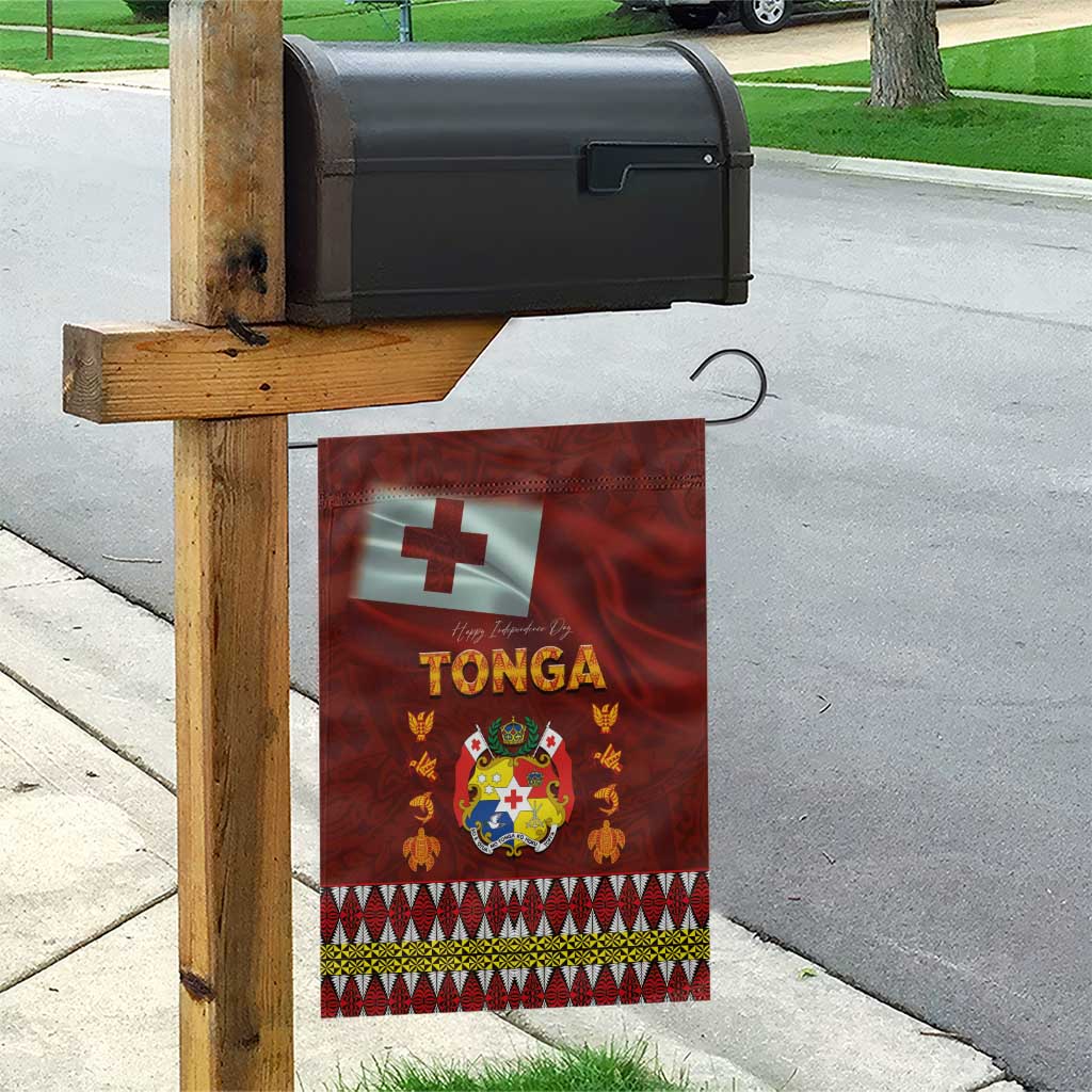 Tonga Independence Day Garden Flag National Flag and Emblem with Ngatu Art Pattern