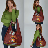 Tonga Independence Day Grocery Bag National Flag and Emblem with Ngatu Art Pattern