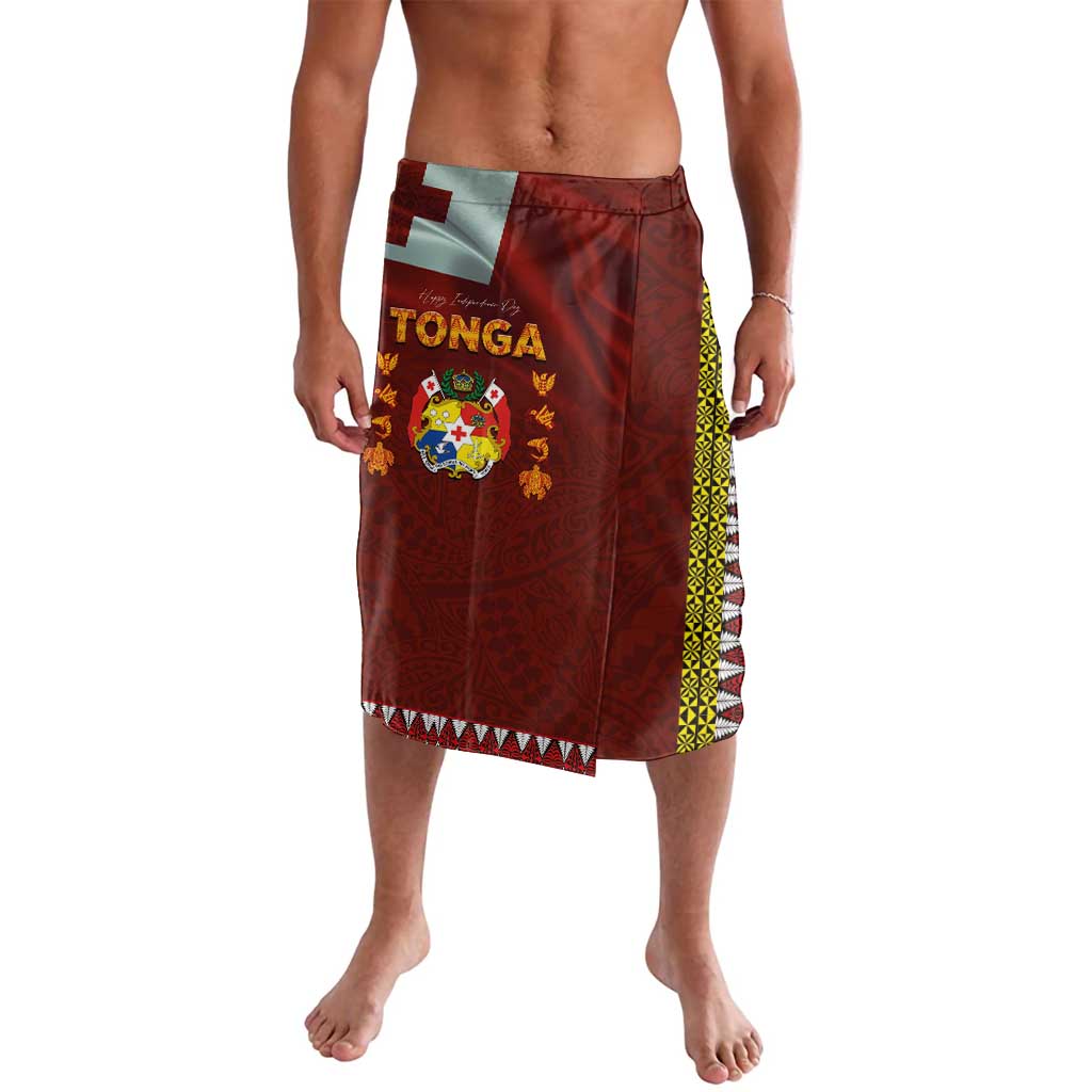 Tonga Independence Day Lavalava National Flag and Emblem with Ngatu Art Pattern