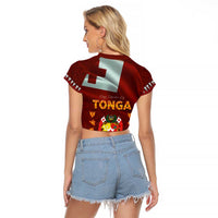 Tonga Independence Day Raglan Cropped T Shirt National Flag and Emblem with Ngatu Art Pattern