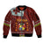 Tonga Independence Day Sleeve Zip Bomber Jacket National Flag and Emblem with Ngatu Art Pattern