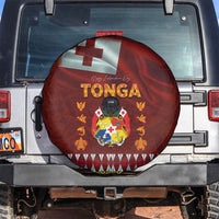 Tonga Independence Day Spare Tire Cover National Flag and Emblem with Ngatu Art Pattern