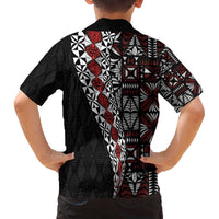 Tonga Ngatu Art Tattoo Polynesian Family Matching Off The Shoulder Long Sleeve Dress and Hawaiian Shirt LT03 - Polynesian Pride