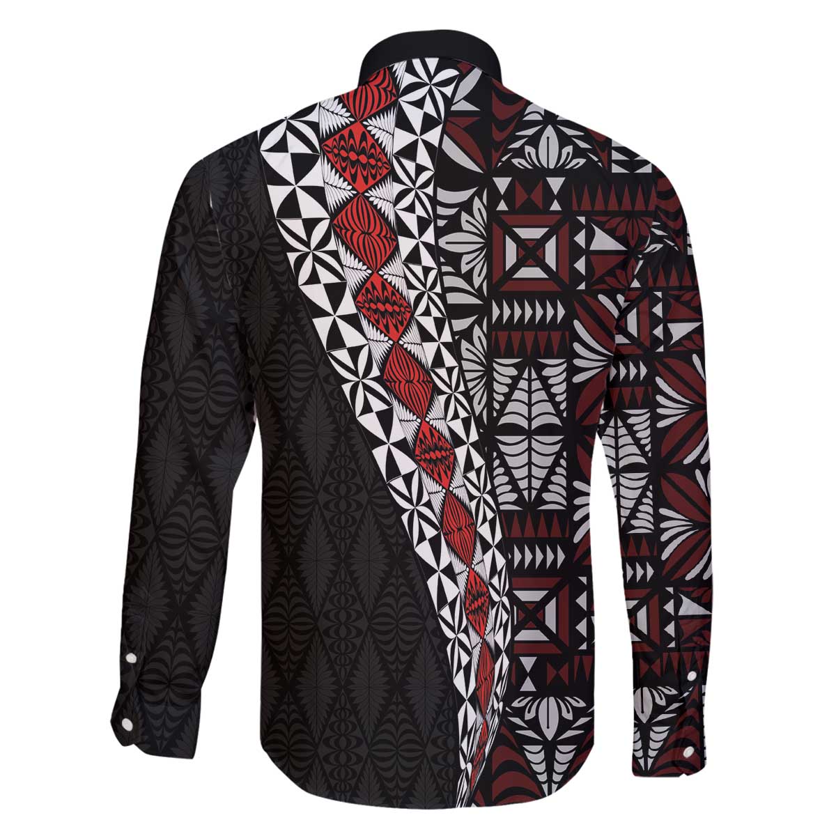 Tonga Ngatu Art Tattoo Polynesian Family Matching Off The Shoulder Long Sleeve Dress and Hawaiian Shirt LT03 - Polynesian Pride