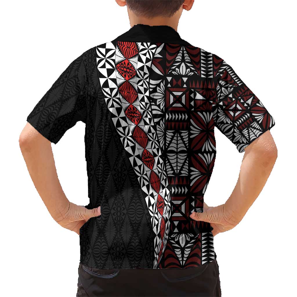 Tonga Ngatu Art Tattoo Polynesian Family Matching Short Sleeve Bodycon Dress and Hawaiian Shirt LT03 - Polynesian Pride