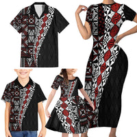 Tonga Ngatu Art Tattoo Polynesian Family Matching Short Sleeve Bodycon Dress and Hawaiian Shirt LT03 - Polynesian Pride
