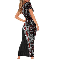 Tonga Ngatu Art Tattoo Polynesian Family Matching Short Sleeve Bodycon Dress and Hawaiian Shirt LT03 - Polynesian Pride