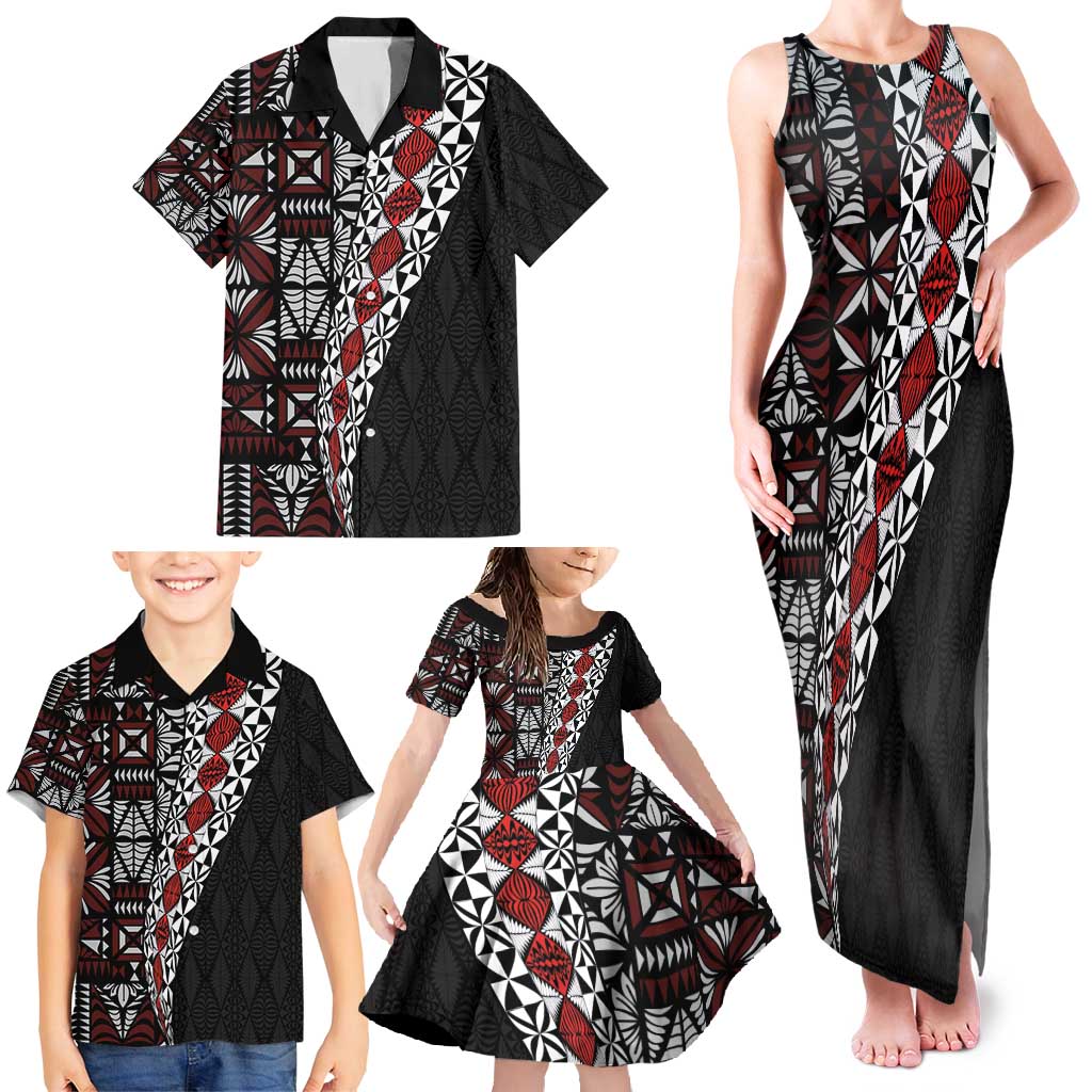Tonga Ngatu Art Tattoo Polynesian Family Matching Tank Maxi Dress and Hawaiian Shirt